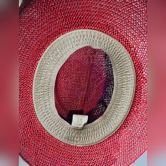 Something Special Red Hat Ladies Fedora Hat Red/Purple Accent - Picture 5 of 6